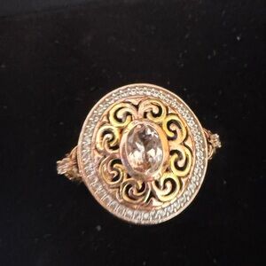 Anglesite stone Elegant Gold and Silver Women's Ring size 8 1/2